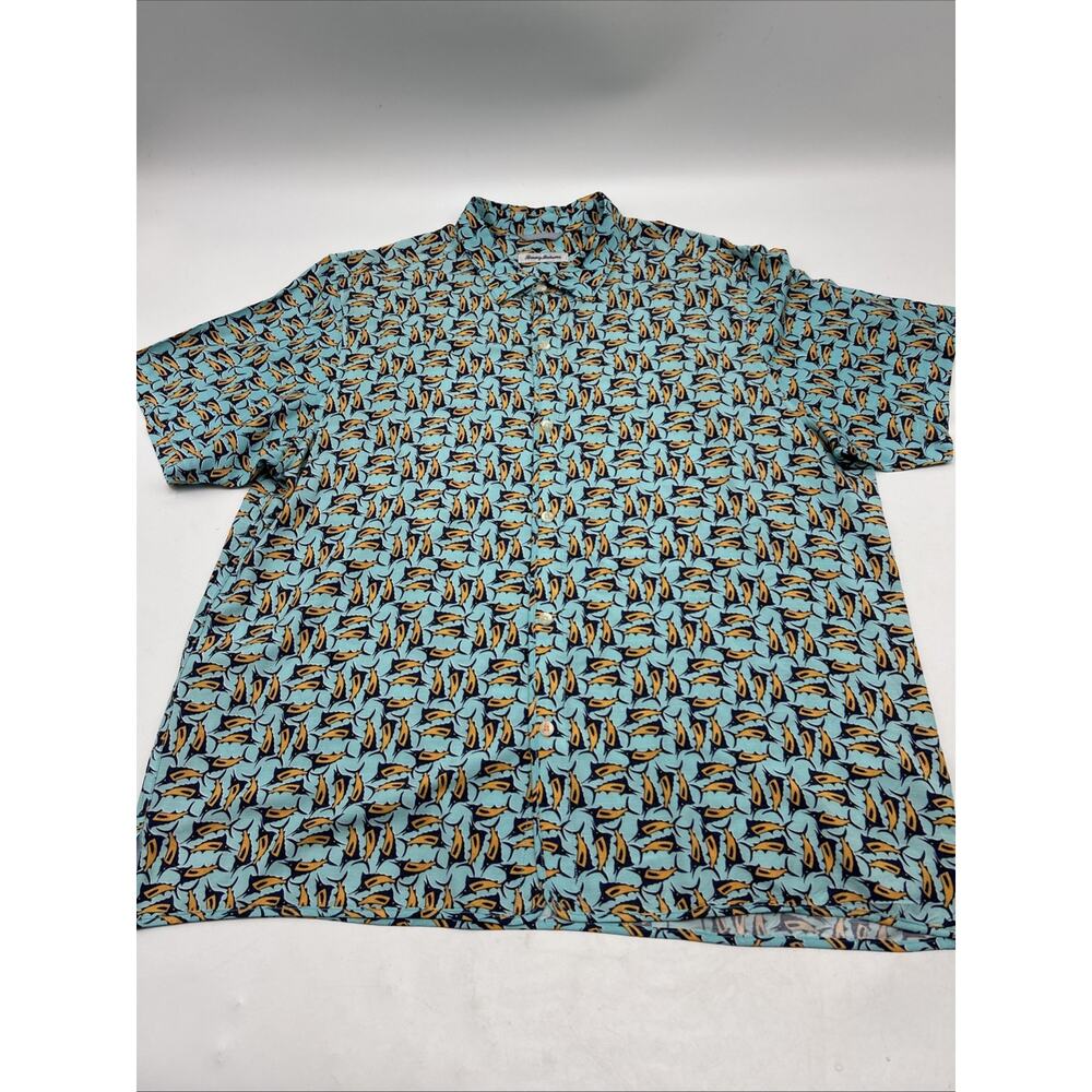 Tommy Bahama Shirt Blue All Over Swordfish Logo Button Up Men’s Size 2XL XXL